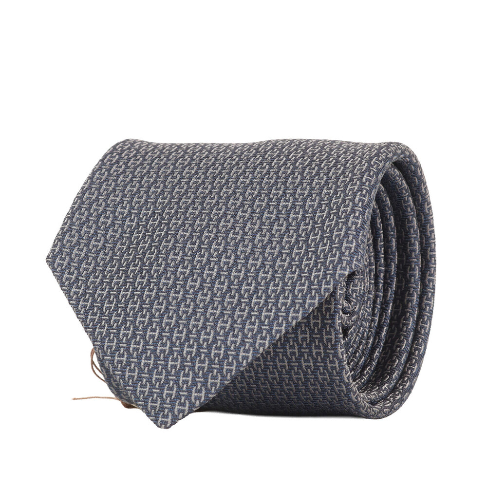 HERMES Chaine d'Ancre Silk Tie, Navy Blue, for Men's Office Wear